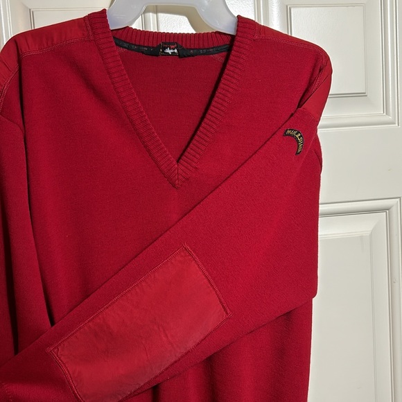 Paul & Shark Yachting Wool Blend Elbow patch red v neck sweater - Picture 3 of 12